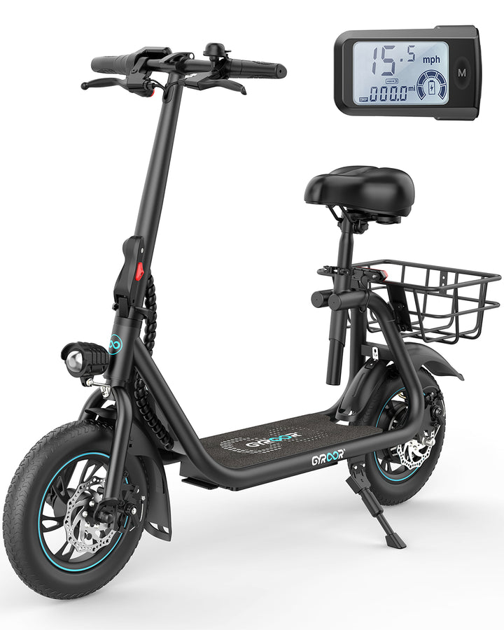 Gyroor C1 Electric Scooter With Seat & Carry Basket - Gyroor
