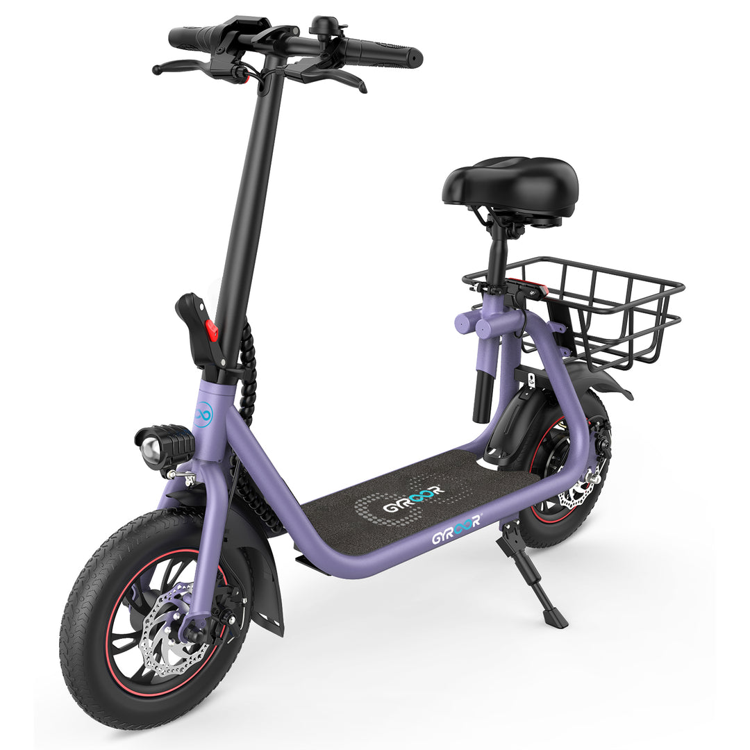 Gyroor C1 Electric Scooter With Seat & Carry Basket - Gyroor