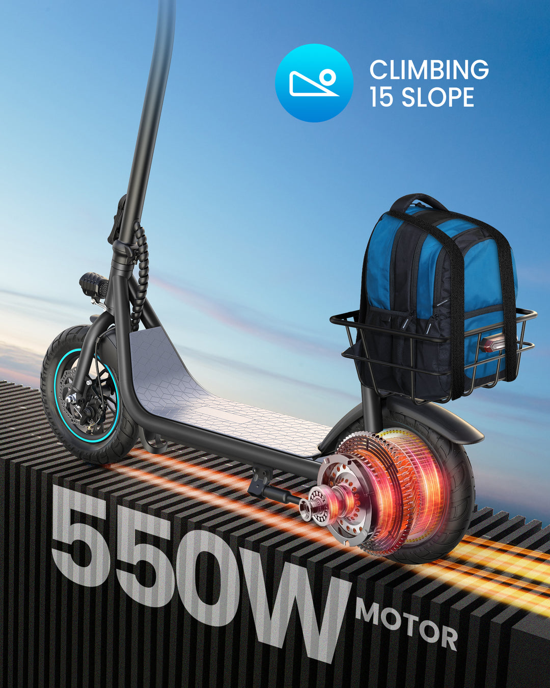 X2 Folding Electric Scooter 550W with 12 Inch Tires without Seat—UL2272