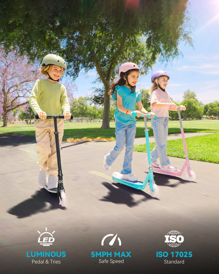 Gyroor Kids Electric Scooter with LED Lights – 3-Level Adjustable Handlebar, 5 MPH Safe Speed, Foot Sensor Start, Rear Brake, 2-Hour Charge, 121 lbs Max Load, for Boys & Girls Ages 6-12