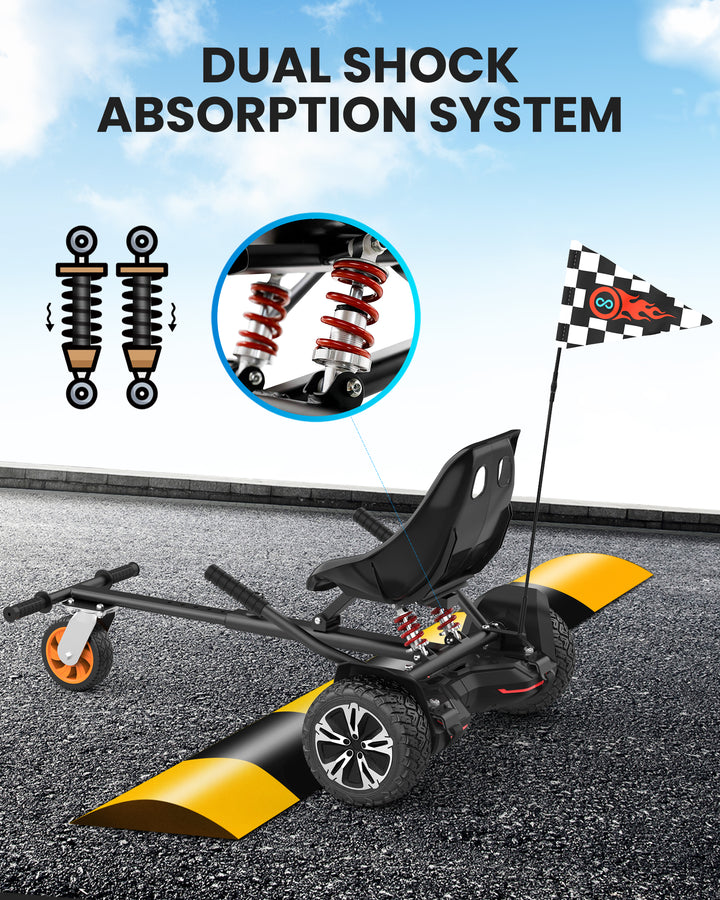 Gyroor Hoverboard Seat Attachment - Go Kart Conversion for 6.5'' to 10'' Hoverboards, Adjustable Frame Length, Perfect for Kids and Adults - Gyroor