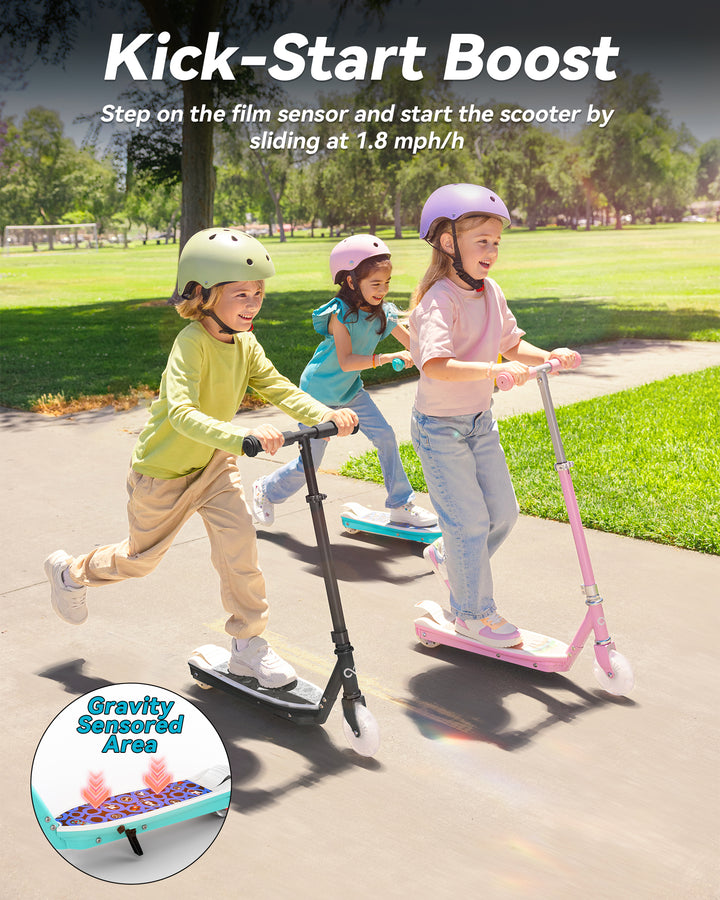 Gyroor Kids Electric Scooter with LED Lights – 3-Level Adjustable Handlebar, 5 MPH Safe Speed, Foot Sensor Start, Rear Brake, 2-Hour Charge, 121 lbs Max Load, for Boys & Girls Ages 6-12