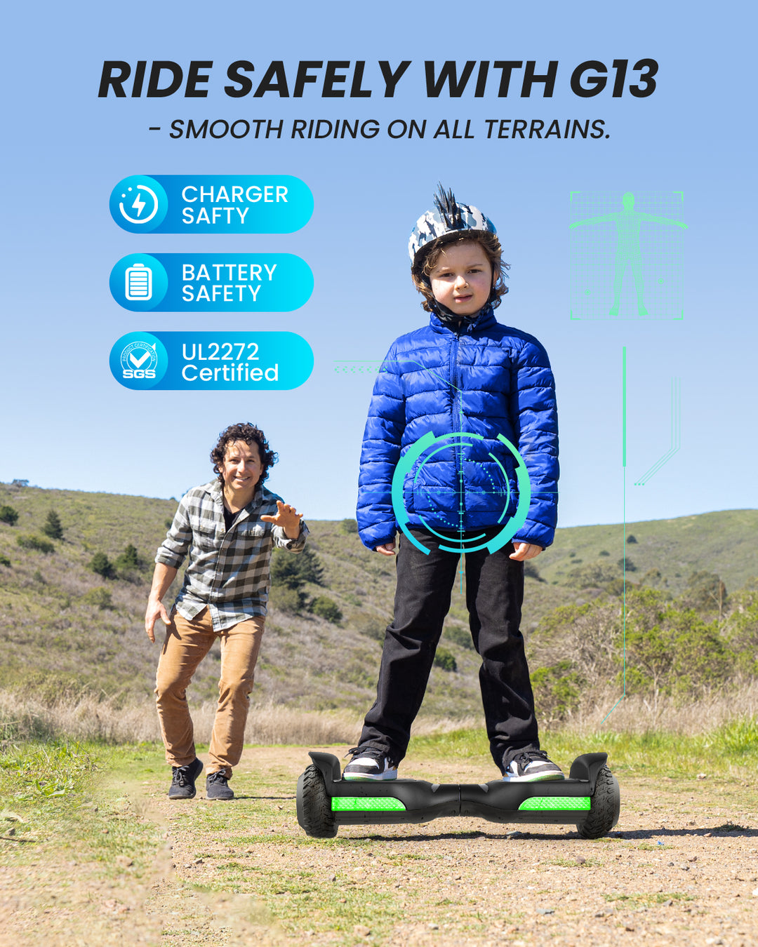 Hoverboard New G13 All Terrain Self Balancing Hoverboard with LED Lights & 500W Motor