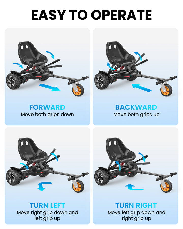 Gyroor Hoverboard Seat Attachment - Go Kart Conversion for 6.5'' to 10'' Hoverboards, Adjustable Frame Length, Perfect for Kids and Adults - Gyroor