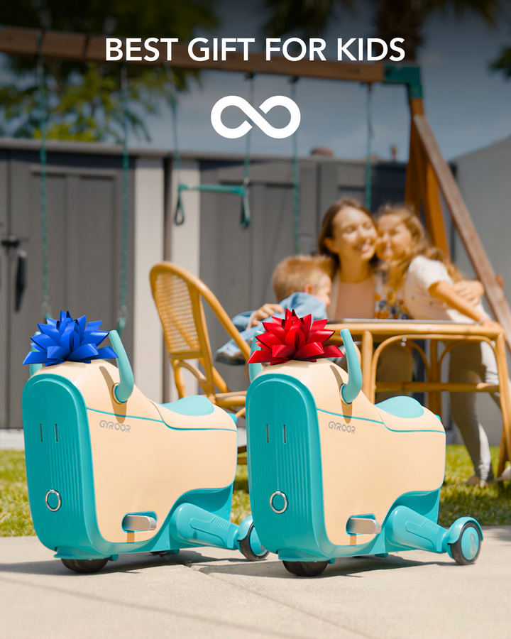 Gyroor Ride-On Toys for Kids Age 4-8,2-in-1 Electric Cars with Storage,3 Adjustable Speeds & Flashing LED Wheels, Rechargeable Battery for Indoor,Outdoor & Airplane Travel - Gyroor