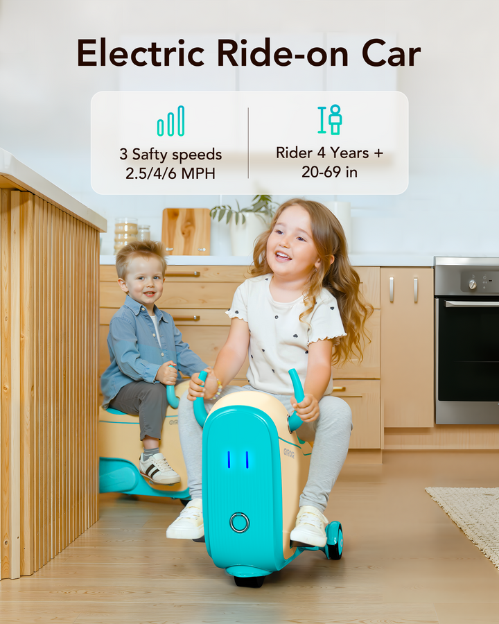 Gyroor Ride-On Toys for Kids Age 4-8,2-in-1 Electric Cars with Storage,3 Adjustable Speeds & Flashing LED Wheels, Rechargeable Battery for Indoor,Outdoor & Airplane Travel - Gyroor