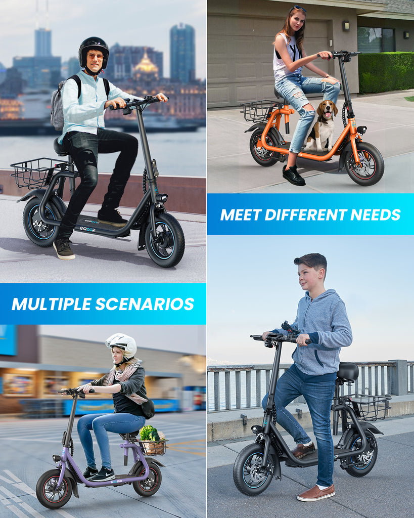 Gyroor C1 Electric Scooter With Seat & Carry Basket GYROOR