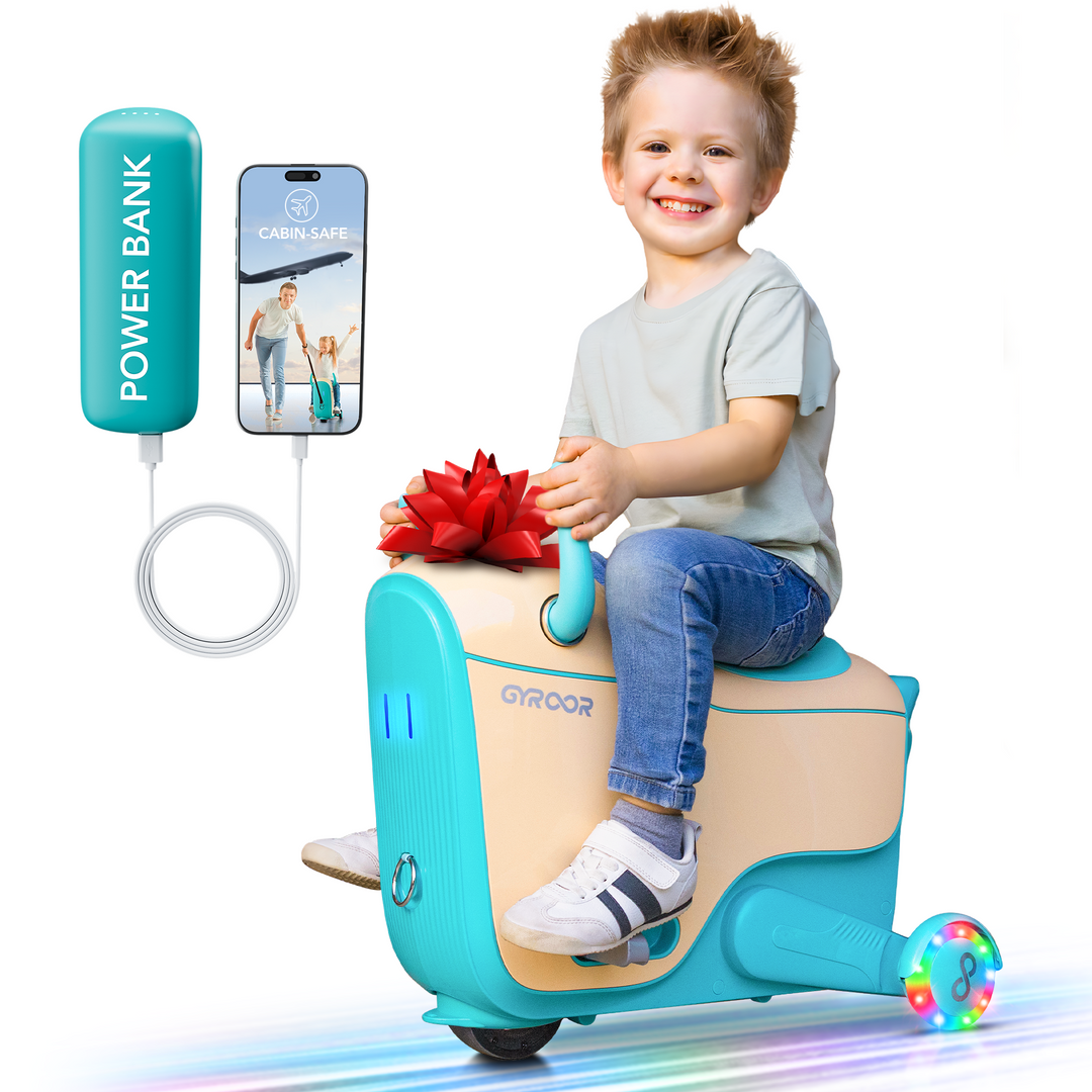 Gyroor Ride-On Toys for Kids Age 4-8,2-in-1 Electric Cars with Storage,3 Adjustable Speeds & Flashing LED Wheels, Rechargeable Battery for Indoor,Outdoor & Airplane Travel - Gyroor