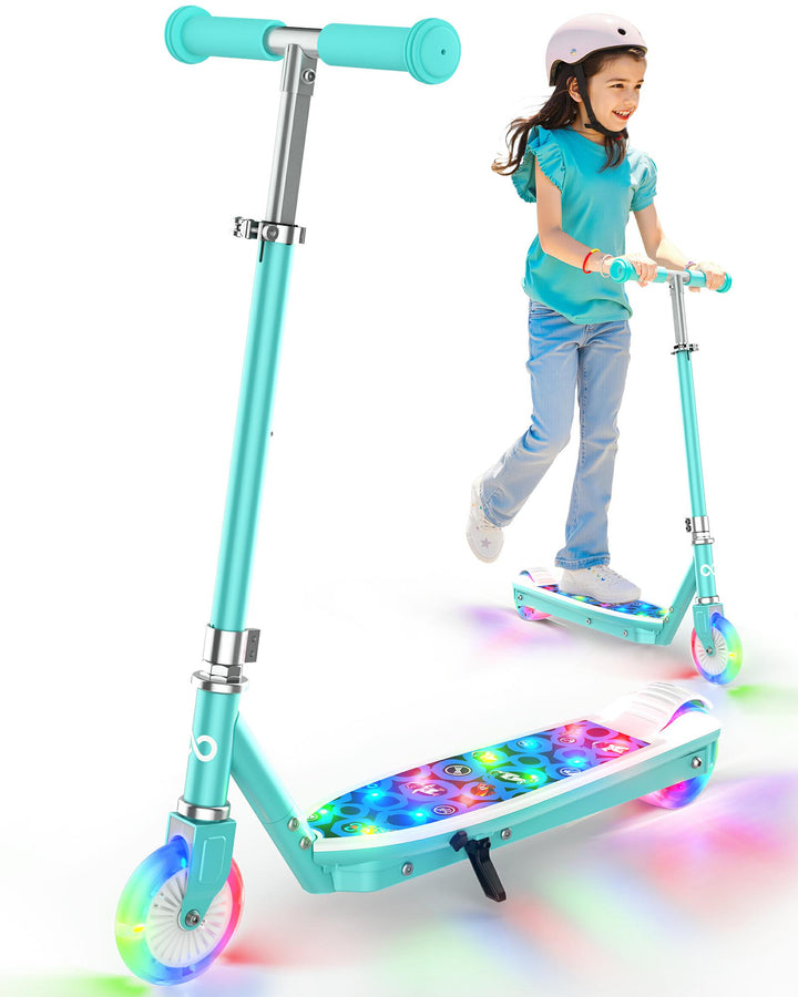 Gyroor Kids Electric Scooter with LED Lights – 3-Level Adjustable Handlebar, 5 MPH Safe Speed, Foot Sensor Start, Rear Brake, 2-Hour Charge, 121 lbs Max Load, for Boys & Girls Ages 6-12
