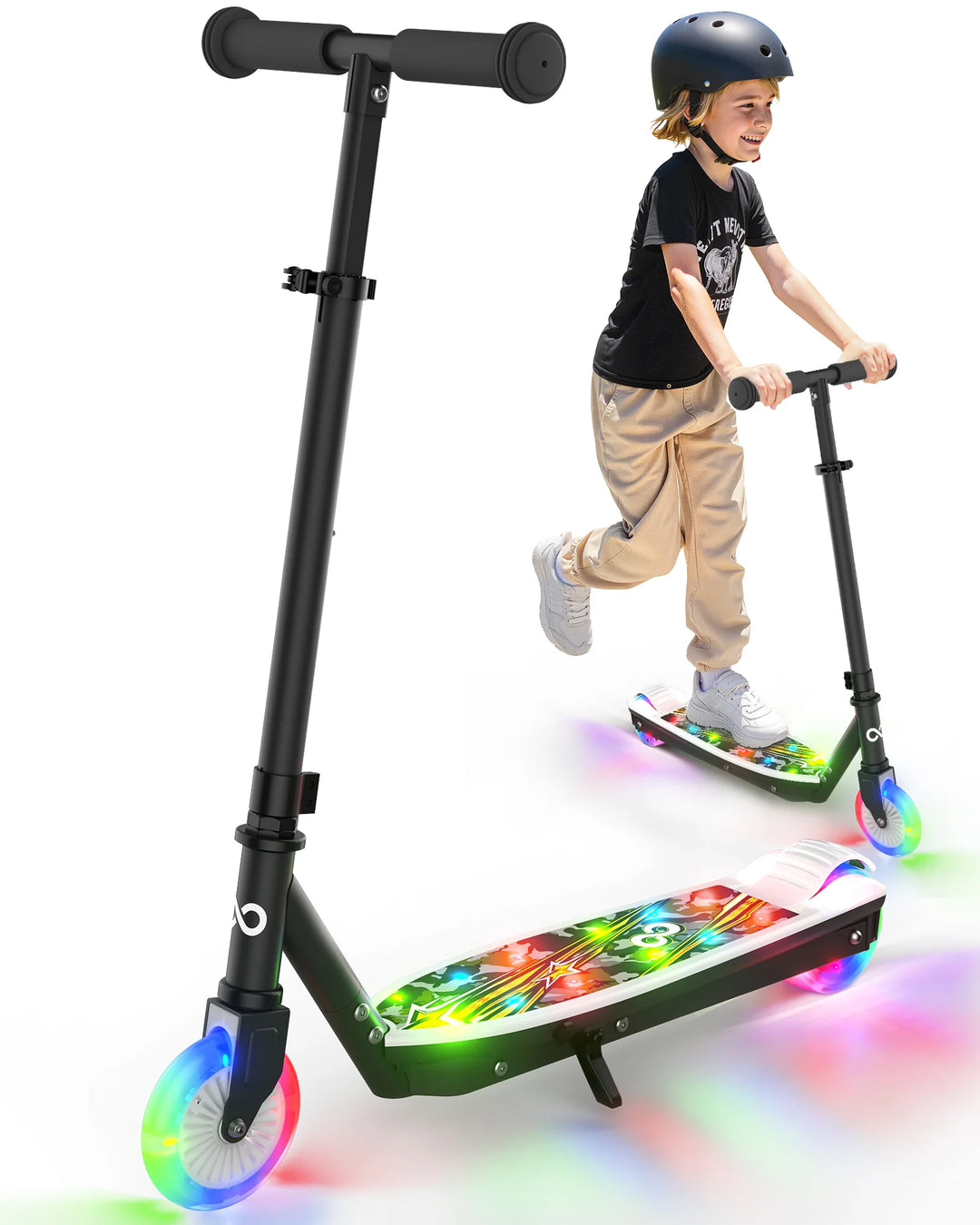 Gyroor Kids Electric Scooter with LED Lights – 3-Level Adjustable Handlebar, 5 MPH Safe Speed, Foot Sensor Start, Rear Brake, 2-Hour Charge, 121 lbs Max Load, for Boys & Girls Ages 6-12