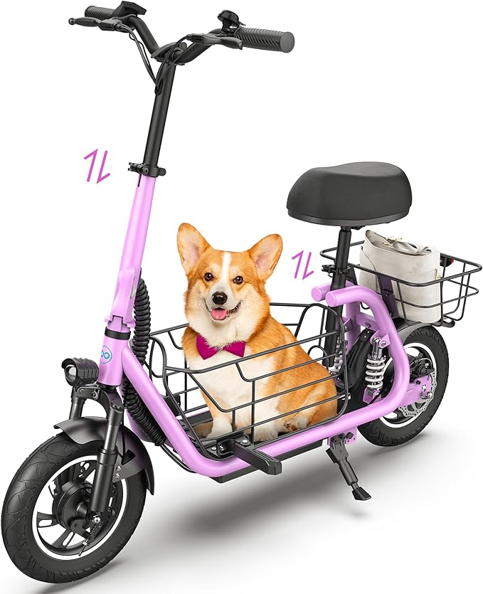 Foldable Electric Scooter For Adults With Seat and Basket | Gyroor C1 Pro