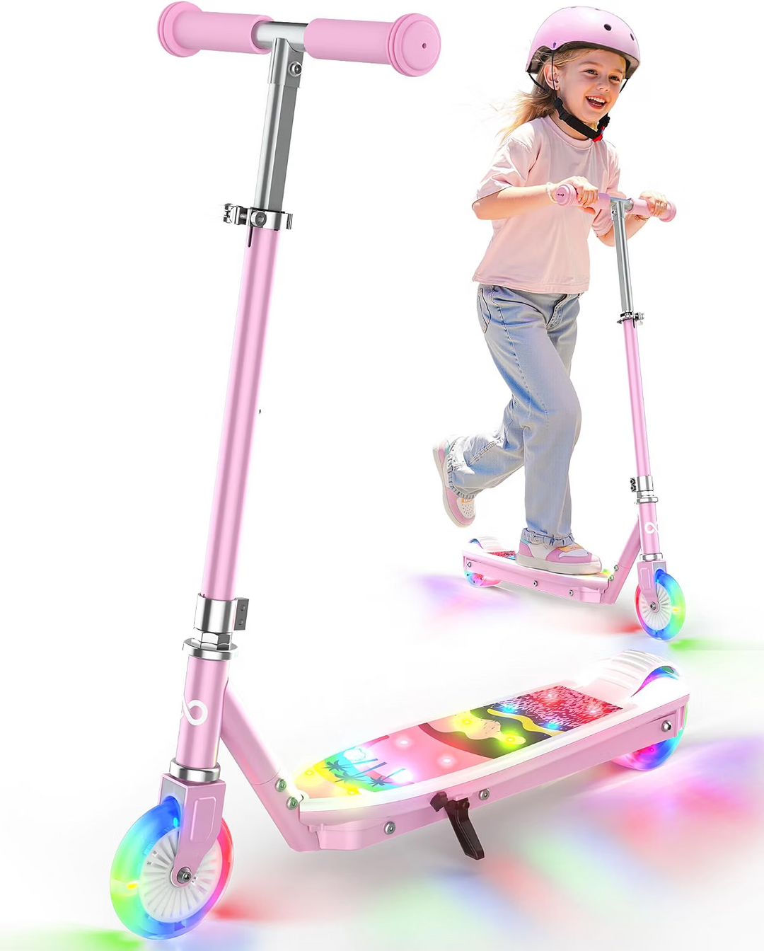 Gyroor Kids Electric Scooter with LED Lights – 3-Level Adjustable Handlebar, 5 MPH Safe Speed, Foot Sensor Start, Rear Brake, 2-Hour Charge, 121 lbs Max Load, for Boys & Girls Ages 6-12