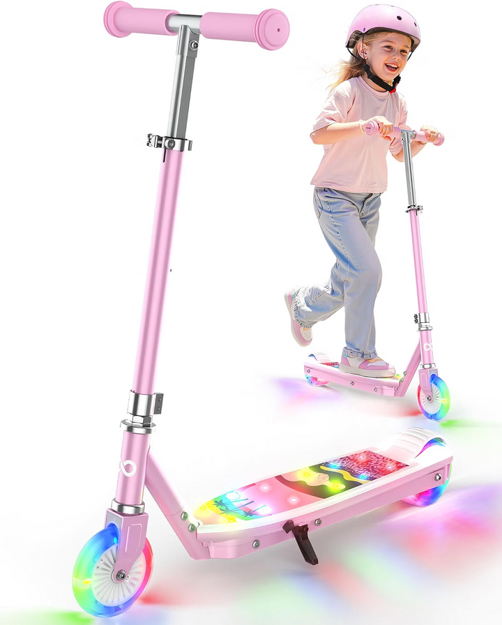 Gyroor Kids Electric Scooter with LED Lights – 3-Level Adjustable Handlebar, 5 MPH Safe Speed, Foot Sensor Start, Rear Brake, 2-Hour Charge, 121 lbs Max Load, for Boys & Girls Ages 6-12