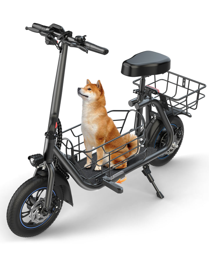 Gyroor C1S Electric Scooter with Seat for Adults 550W, Ample Storage for Pets & Cargo