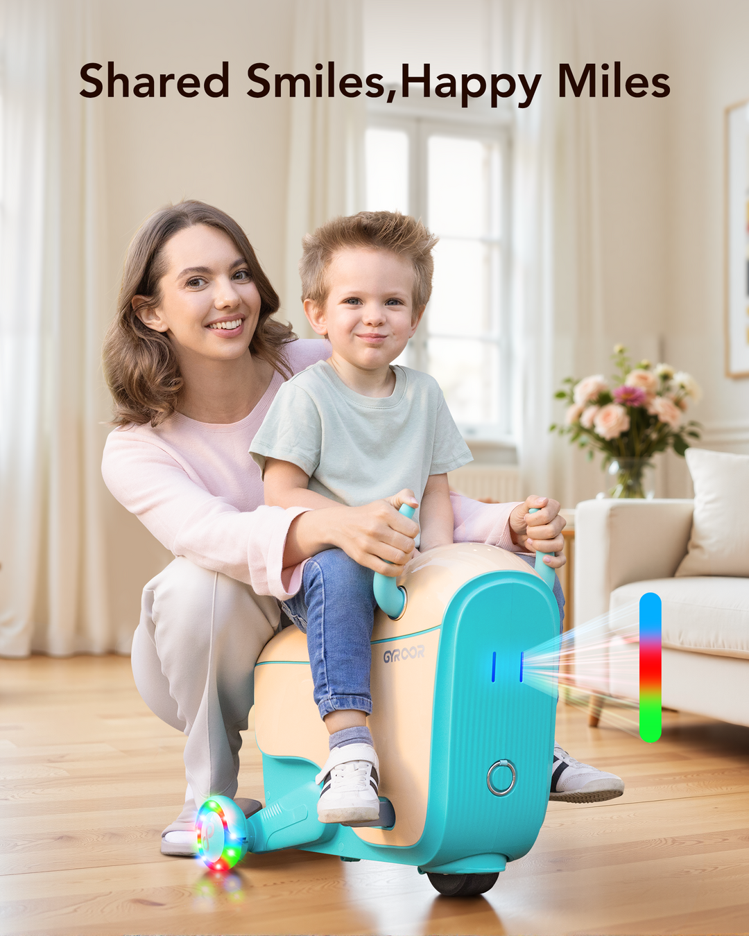 Gyroor Ride-On Toys for Kids Age 4-8,2-in-1 Electric Cars with Storage,3 Adjustable Speeds & Flashing LED Wheels, Rechargeable Battery for Indoor,Outdoor & Airplane Travel - Gyroor