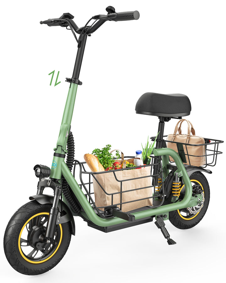 Foldable Electric Scooter For Adults With Seat and Basket | Gyroor C1 Pro