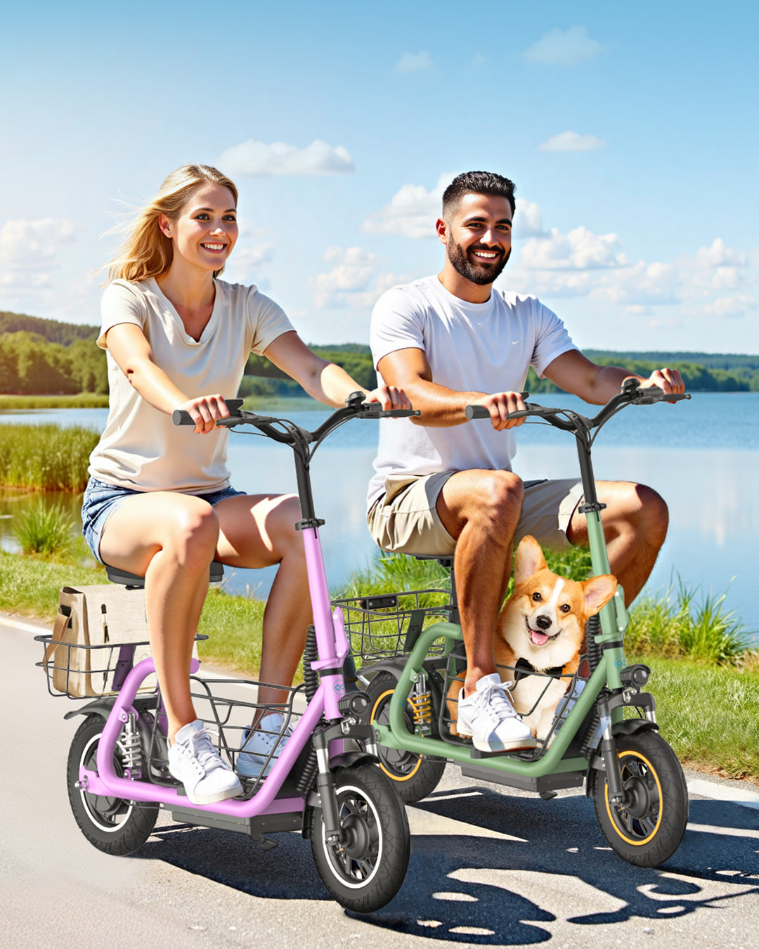 Foldable Electric Scooter For Adults With Seat and Basket | Gyroor C1 Pro