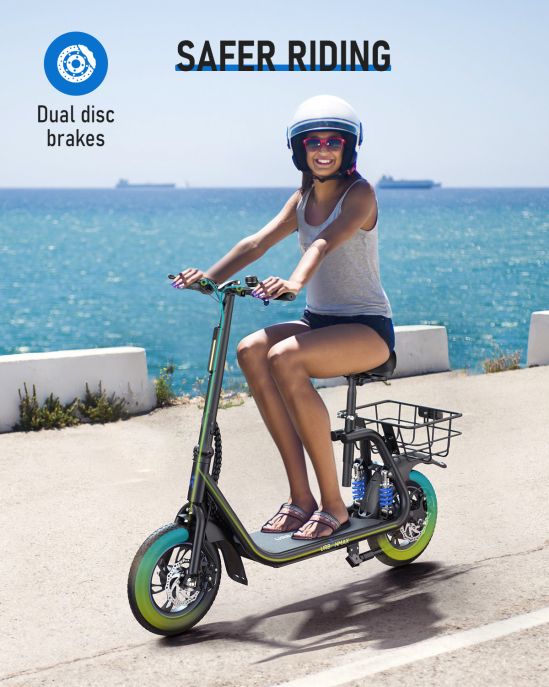 Foldable Electric Scooter For Adults With Seat and Basket - Gyroor C1