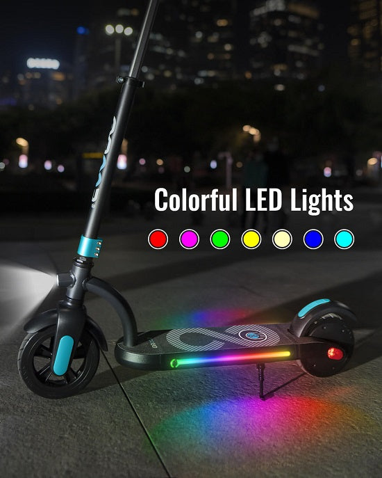 Gyroor H40 electric scooter for kids blue, colorful LED lights